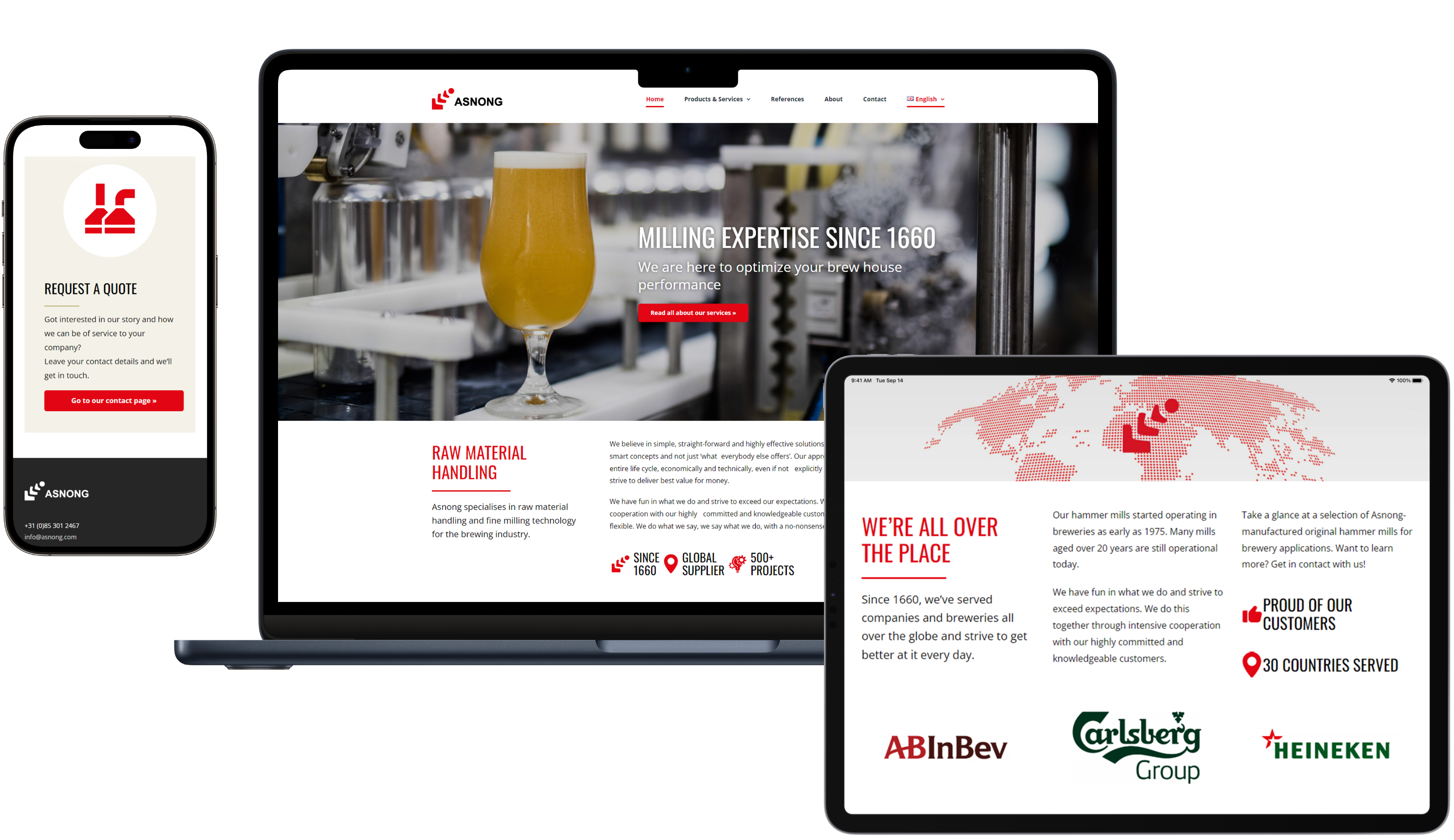 Asnong Brewery Services website vormgeving